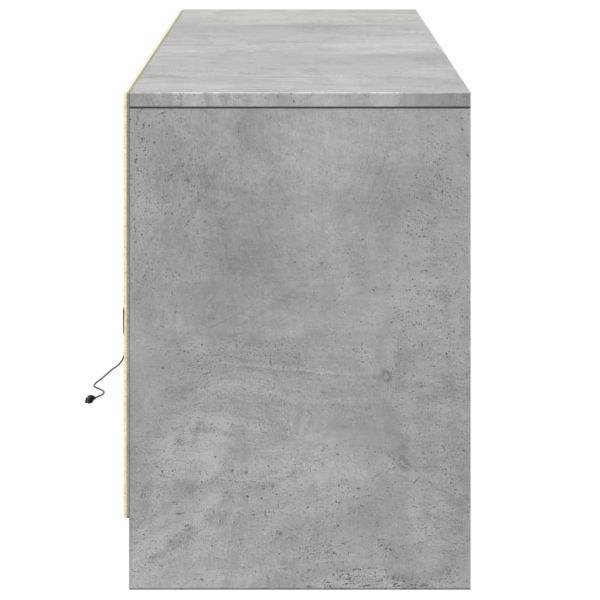 ТВ шкаф с LED, бетонно сив, 180x34x50 см, инженерно дърво