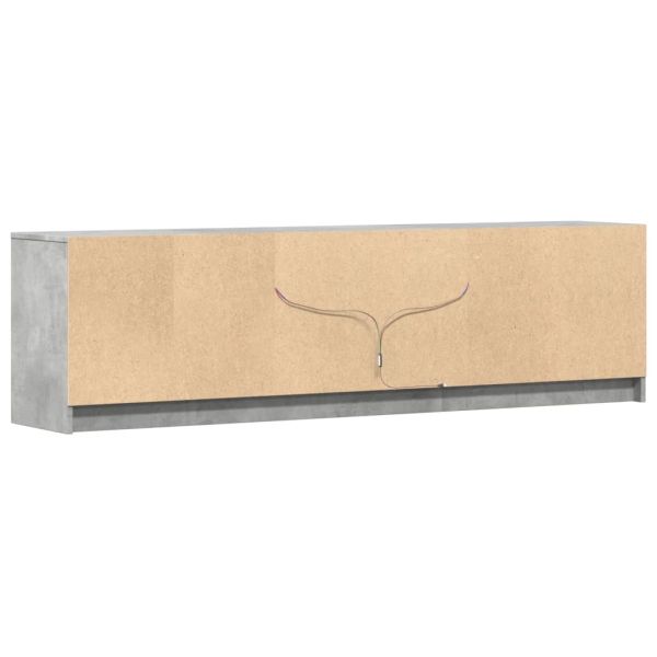 ТВ шкаф с LED, бетонно сив, 180x34x50 см, инженерно дърво