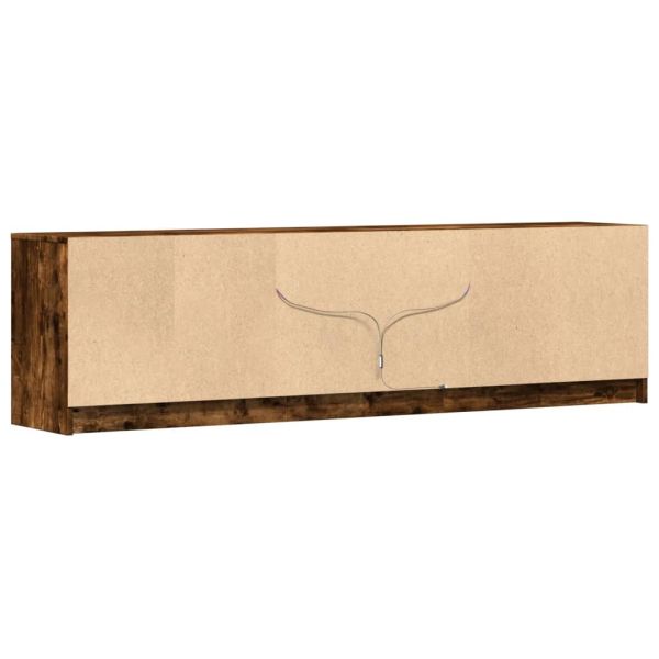 ТВ шкаф с LED, опушен дъб, 180x34x50 см, инженерно дърво