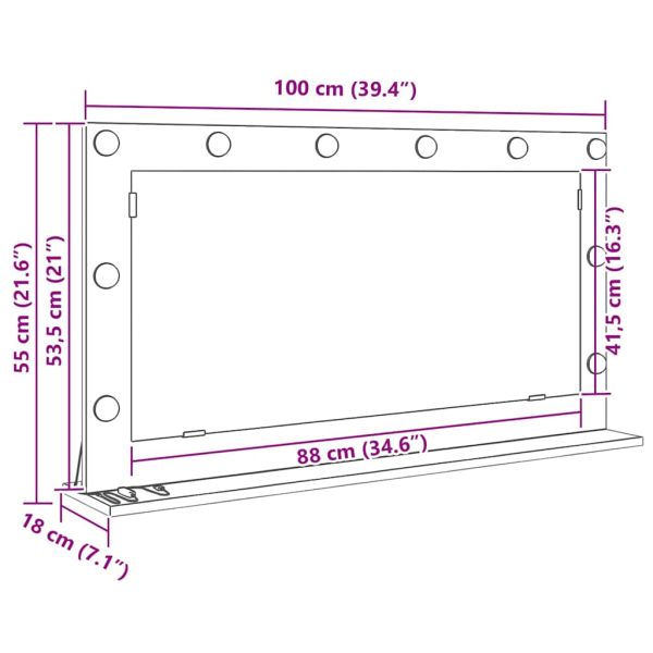 Огледало за грим Бяло 100 x 55 x 18 см Стъкло и инженерно дърво