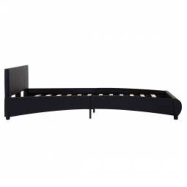 Рамка за легло с LED, черна, изкуствена кожа, 140x200 cм