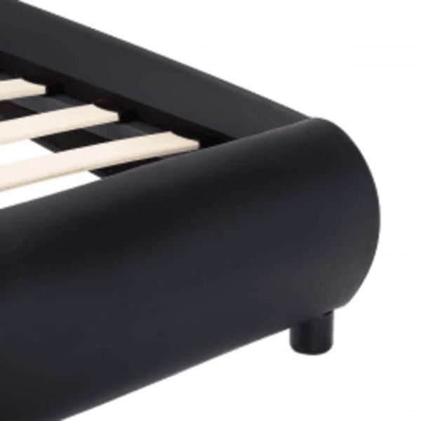 Рамка за легло с LED, черна, изкуствена кожа, 140x200 cм