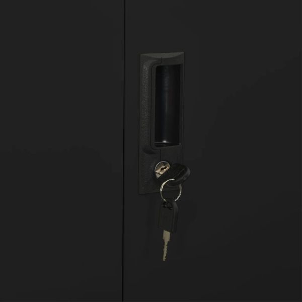 Офис шкаф, черен, 90x40x180 см, стомана