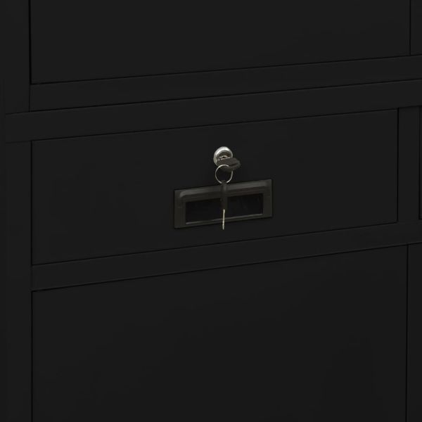 Офис шкаф, черен, 90x40x180 см, стомана