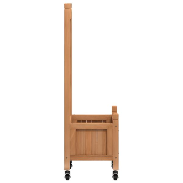 Кашпа с пергола и колелца, кафяво, масивна ела