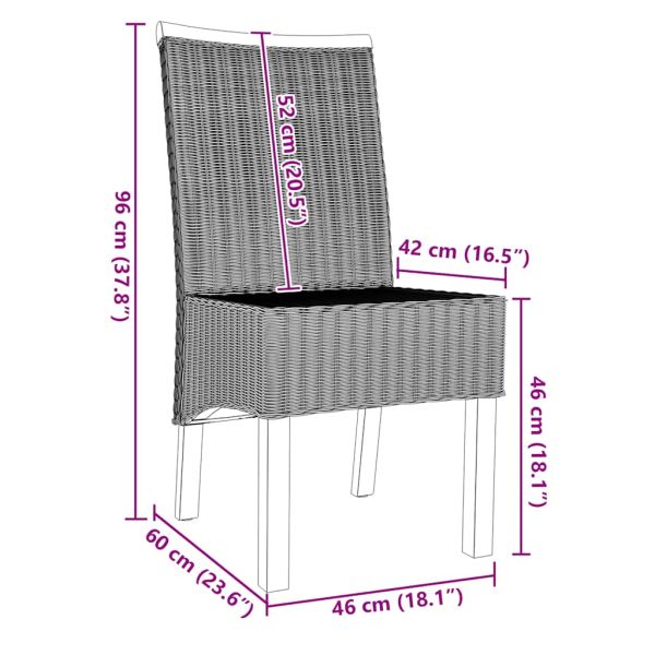 Трапезни столове, 2 бр, кафяви, естествен ратан