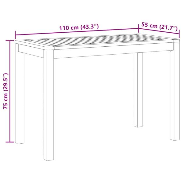 Градинска трапезна маса 110x55x75 см масивна акация