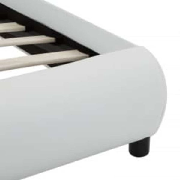 Рамка за легло с LED, бяла, изкуствена кожа, 90x200 cм