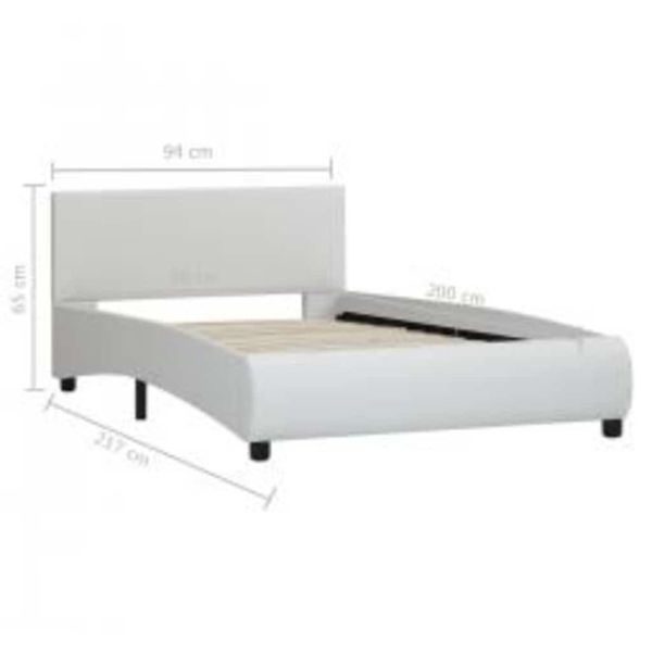 Рамка за легло с LED, бяла, изкуствена кожа, 90x200 cм