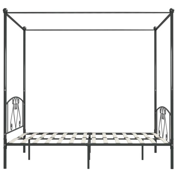 Рамка за легло с балдахин, сива, метал, 180x200 см