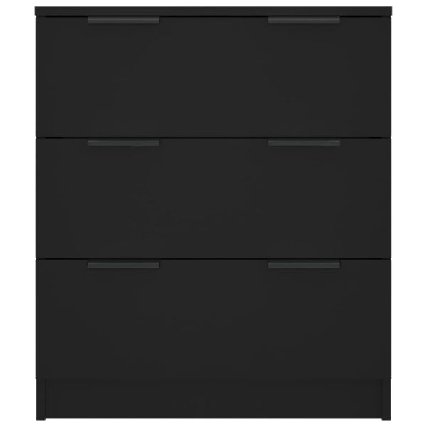 Сайдборд, черен, 60x30x70 см, инженерно дърво