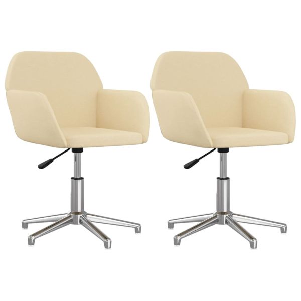 Въртящи се трапезни столове, 2 бр, кремави, текстил