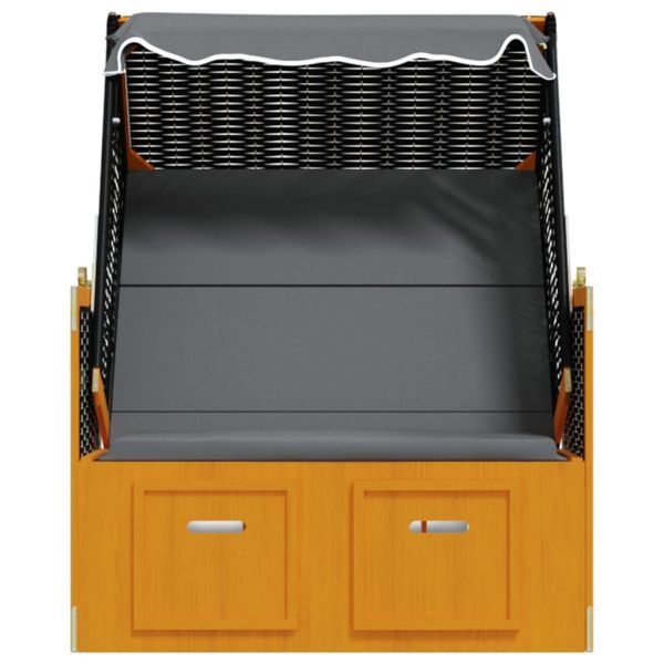 Strandkorb с навес, полиратан и масивно дърво, черно и антрацит