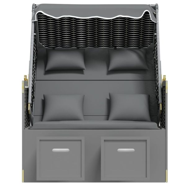 Strandkorb с възглавници полиратан и дърво масив антрацит/черно