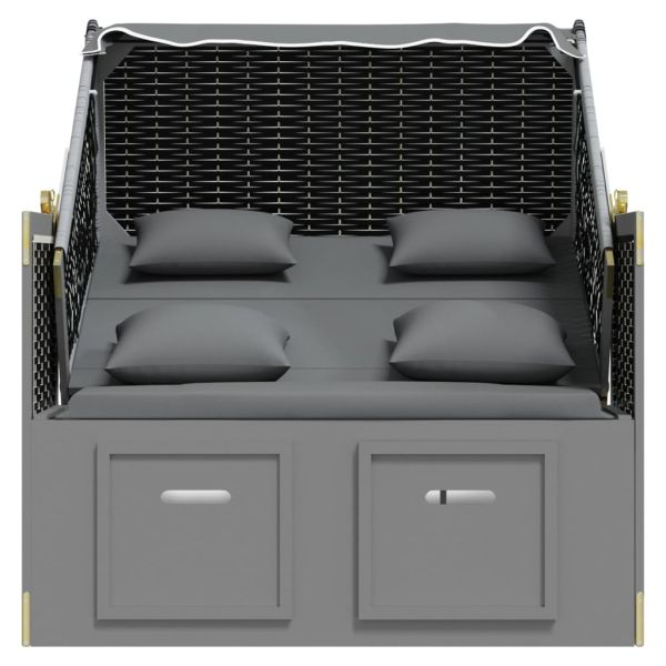 Strandkorb с възглавници полиратан и дърво масив антрацит/черно