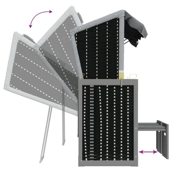 Strandkorb с възглавници полиратан и дърво масив антрацит/черно