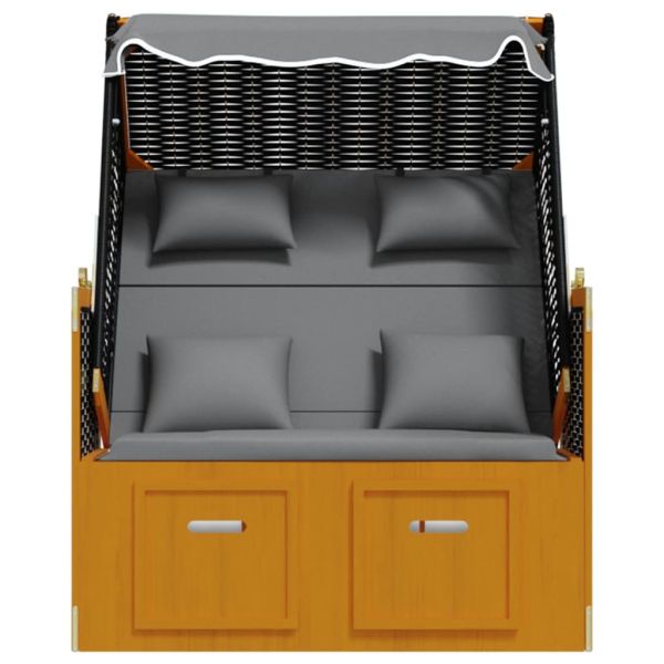 Strandkorb с възглавници полиратан и дърво масив черно/антрацит