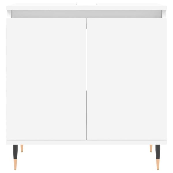 Комплект мебели за баня от 3 части, бял, инженерно дърво