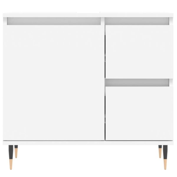 Комплект мебели за баня от 3 части, бял, инженерно дърво