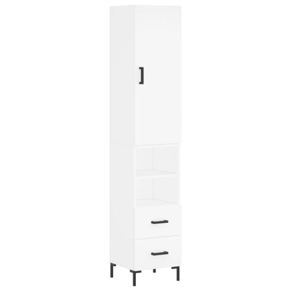 Висок шкаф, бял, 34,5x34x180 см, инженерно дърво