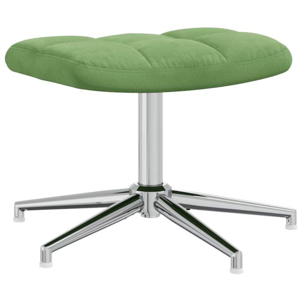 Релаксиращ стол с табуретка, светлозелен, кадифе
