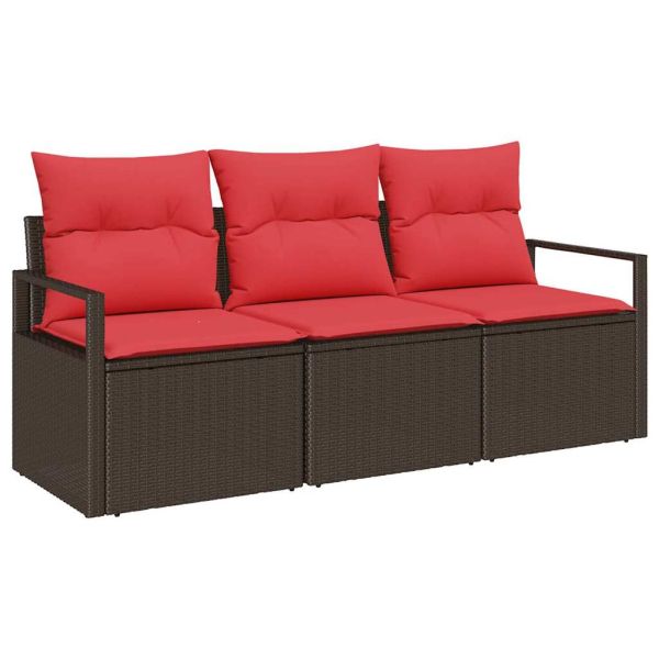 Комплект дивани 3 pcs Кафяво полиратан