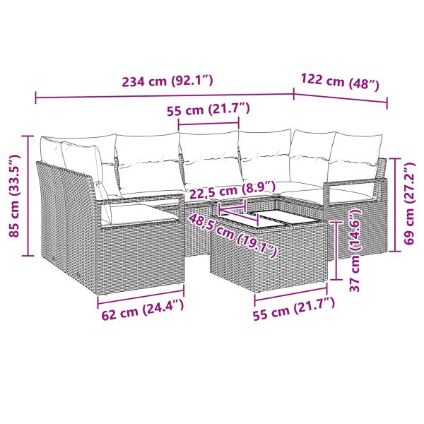 Комплект дивани 7 pcs Сив и син полиратан