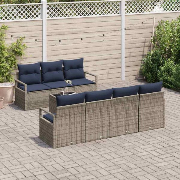 Комплект дивани с възглавница 8 pcs Сив полиратан