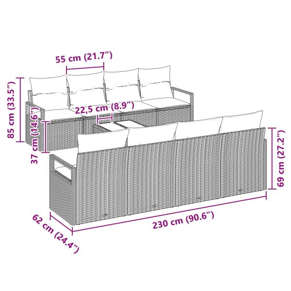 Комплект дивани 7 pcs Черно и светло синьо полиратан