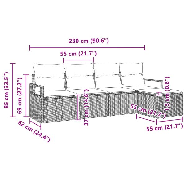 Комплект дивани с възглавница 5 pcs Кафяво полиратан