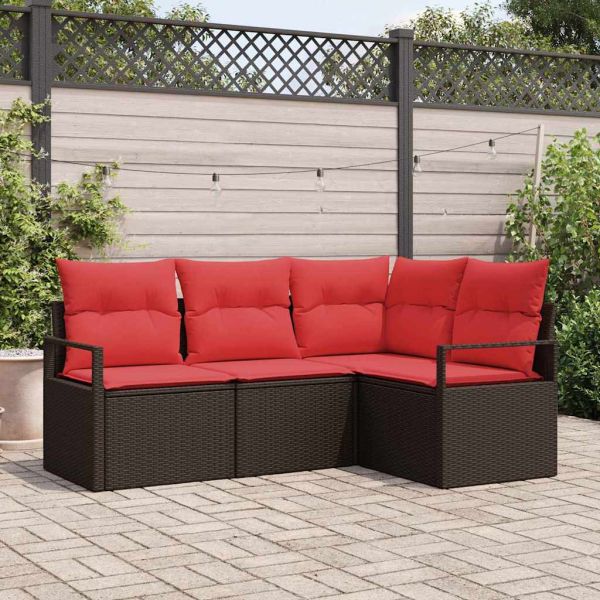 Комплект дивани 4 pcs Кафяво полиратан