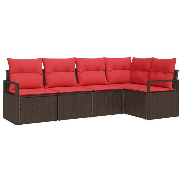 Комплект дивани 5 pcs Кафяво полиратан