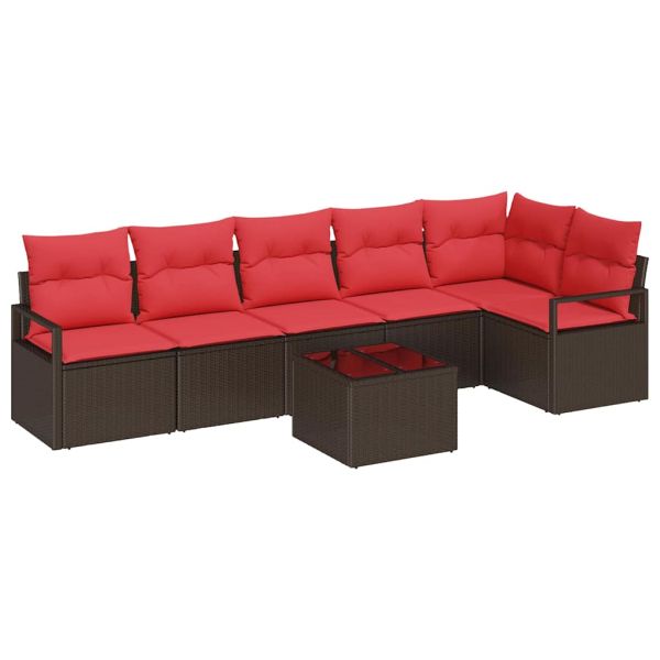 Комплект дивани 7 pcs Кафяво полиратан