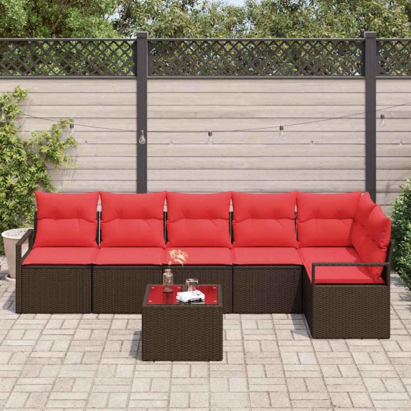 Комплект дивани 7 pcs Кафяво полиратан