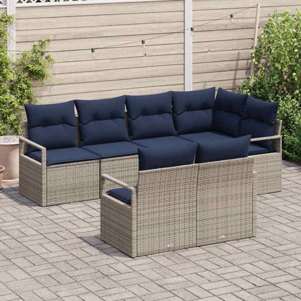 Комплект дивани 7 pcs Сив полиратан