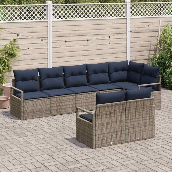 Комплект дивани 8 pcs Сив полиратан