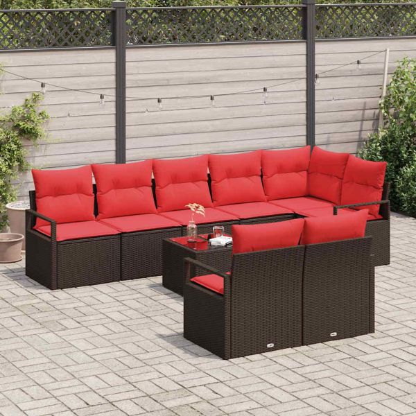 Комплект дивани 9 pcs Кафяво полиратан