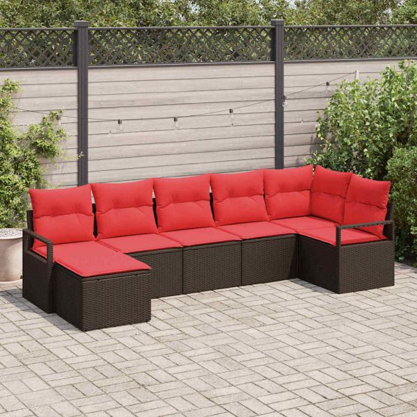 Комплект дивани с възглавница 7 pcs Кафяво полиратан