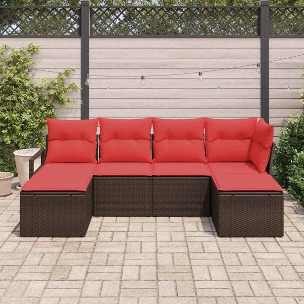 Комплект дивани 6 pcs Кафяво полиратан