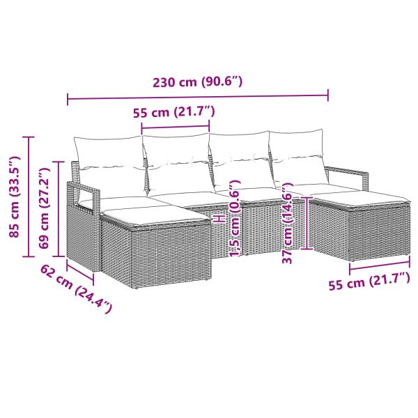 Комплект дивани 6 pcs Кафяво полиратан