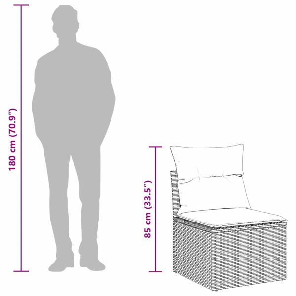 Комплект дивани с възглавница 9 pcs Сив полиратан