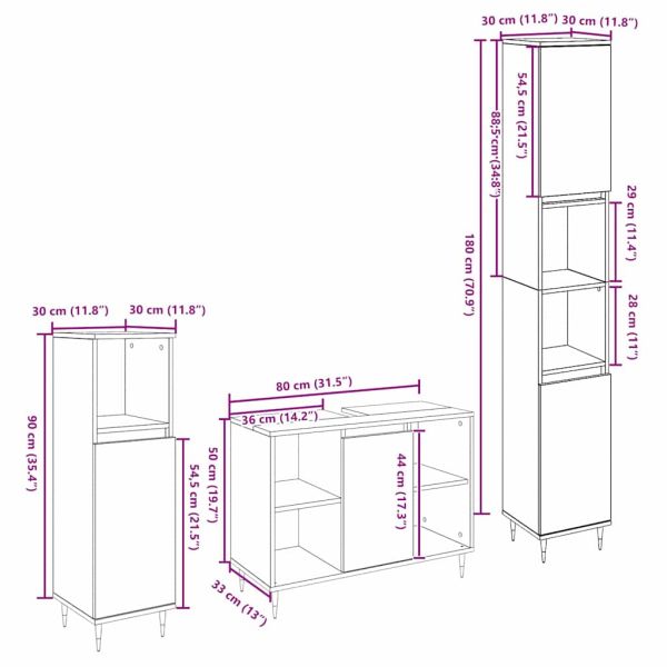 Комплект мебели за баня с рафт 3 pcs Дъб Инженерно дърво