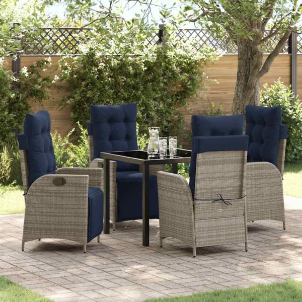 Комплект за хранене в градината 5 pcs Сив и черен Ратан