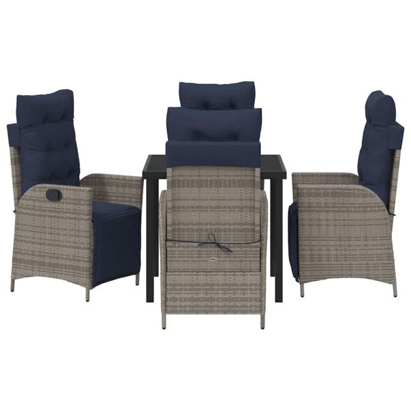 Комплект за хранене в градината 5 pcs Сив и черен Ратан