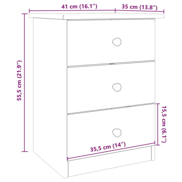 Нощно шкафче бяло ALTA 41x35x55,5 см бор масив