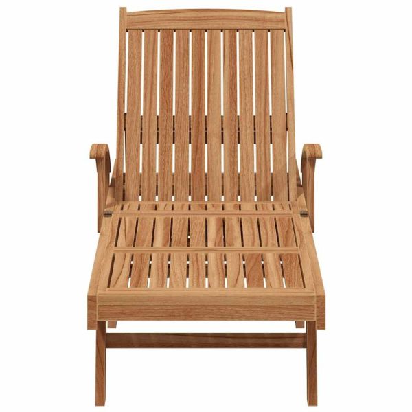 Шезлонг 1-човек Кафяво 195 х 59 х 78,5 см Солидно тиково дърво