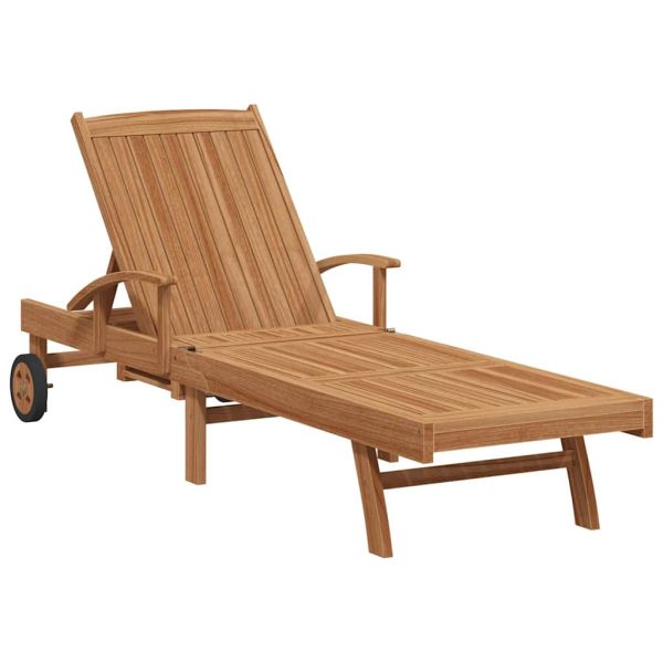 Шезлонг 1-човек Кафяво 195 х 59 х 78,5 см Солидно тиково дърво