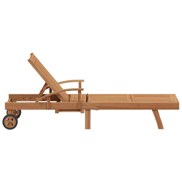 Шезлонг 1-човек Кафяво 195 х 59 х 78,5 см Солидно тиково дърво