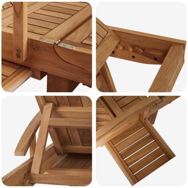 Шезлонг с възглавница 1-човек 2 pcs Кафяво Солидно тиково дърво