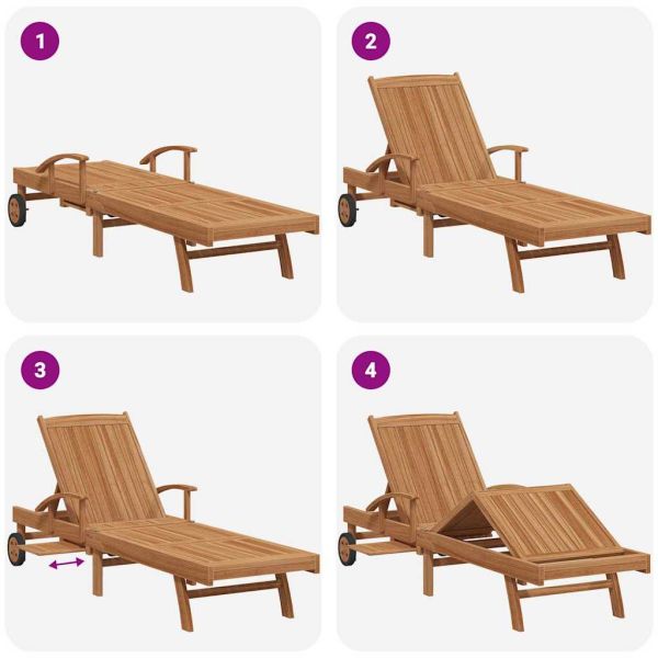 Шезлонг с възглавница 1-човек 2 pcs Кафяво Солидно тиково дърво